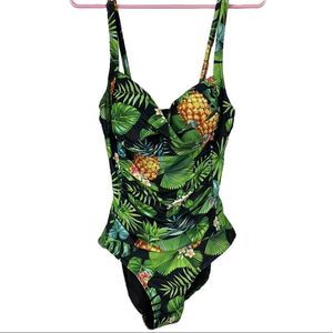 Tropical Pineapple 1-Piece Swimsuit Bathing Suit Slimming Size Lage
